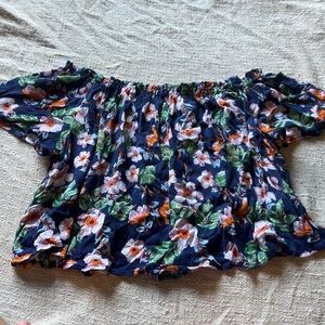 Off the shoulder strapless floral  top